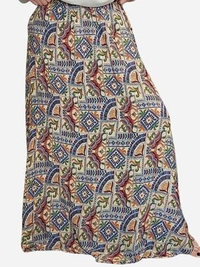 Vintage Handmade Patterned Boho Style Maxi Skirt Size Small